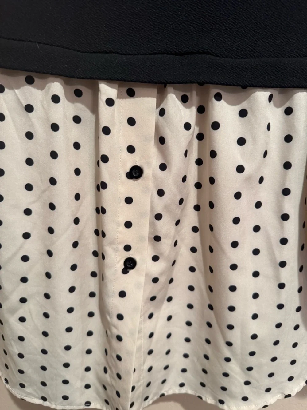 Black and White Polka Dot Layered Sweater Blouse Plus Size - Picture 4 of 6